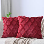 Set of 2 Soft Moroccan Throw Pillow Covers 18x18 Inch Plush Boho Decorative by Cozoomy