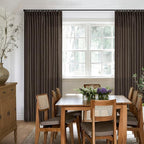 Dark Chocolate 84 Inch Pinch Pleated Semi Sheer Linen Curtains 2 Panels | - Image 9