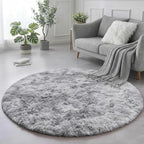 Amdrebio Tie-Dyed Light Grey Big Shag Round Rug 6Ft - Image 4
