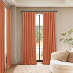 Burnt Orange 100% Blackout Window Curtain Panels Light Blocking Linen Boho - Image 2