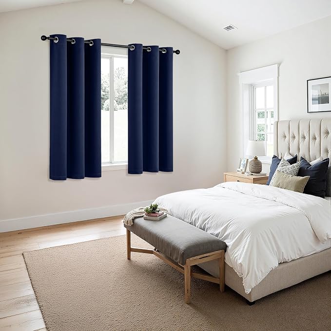 MIULEE Blackout Curtains for Bedroom 2 Panels 40 x 48 Inch Long Navy Blue | - Image 6