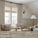 Burlywood Taupe Pinch Pleated Linen 108 Inch Curtains 60 Inch Width 1 Panel | - Image 2