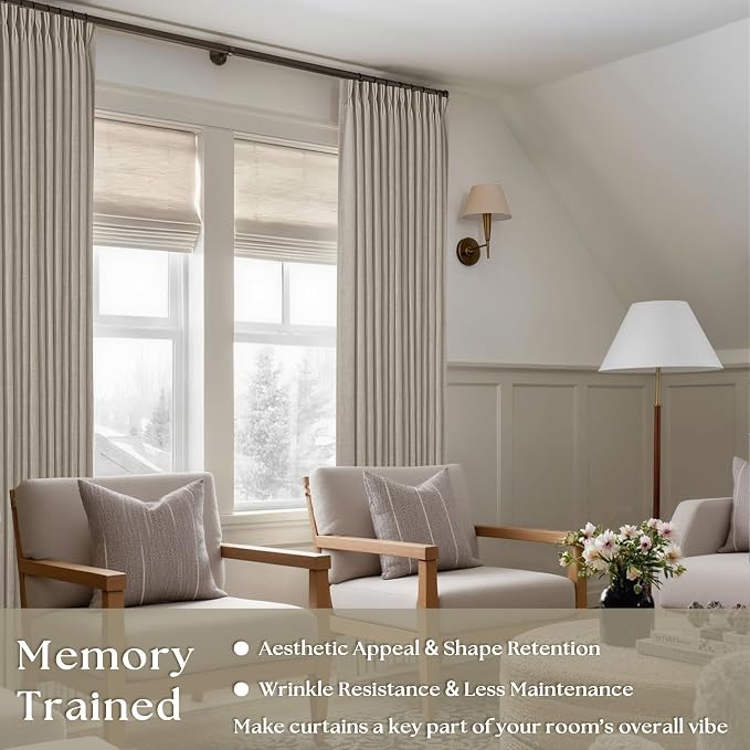 Pinch Pleated Linen 100 Inch Curtains - Image 4