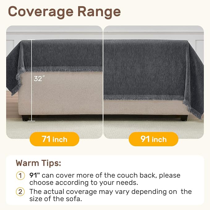 2 Pieces Sectional Couch Covers L Shaped Cover L Dark Gray | Thick Washable - Image 5
