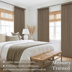 Latte Pleated Linen 100% Blackout 84 Inch Curtains - Image 6