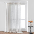 MYSKY HOME Natural Linen Living Room Curtains, Semi Sheers Light Filtering Back by MYSKYHOME