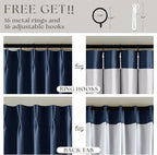 Navy Blue Pinch Pleated Full Blackout Linen 80 Inch Window Curtains | Room - Image 6