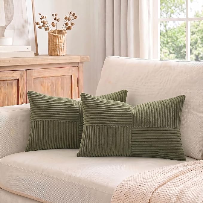 Fancy Homi 2 Packs Olive Green Lumbar Decorative Throw Pillow Covers 14x24 Inch - Image 7