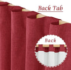 Red 100% Blackout Linen Curtains 72 Inches - Image 6