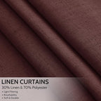 Reddish Brown Linen Curtains 84 Inch Length 2 Panels Set - Image 2