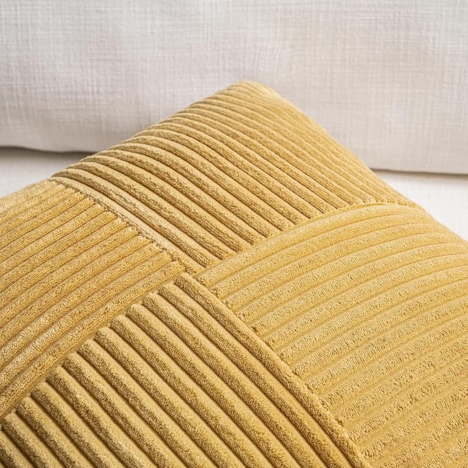 Fancy Homi 2 Packs Mustard Yellow Lumbar Decorative Throw Pillow Covers 20x28 - Image 3