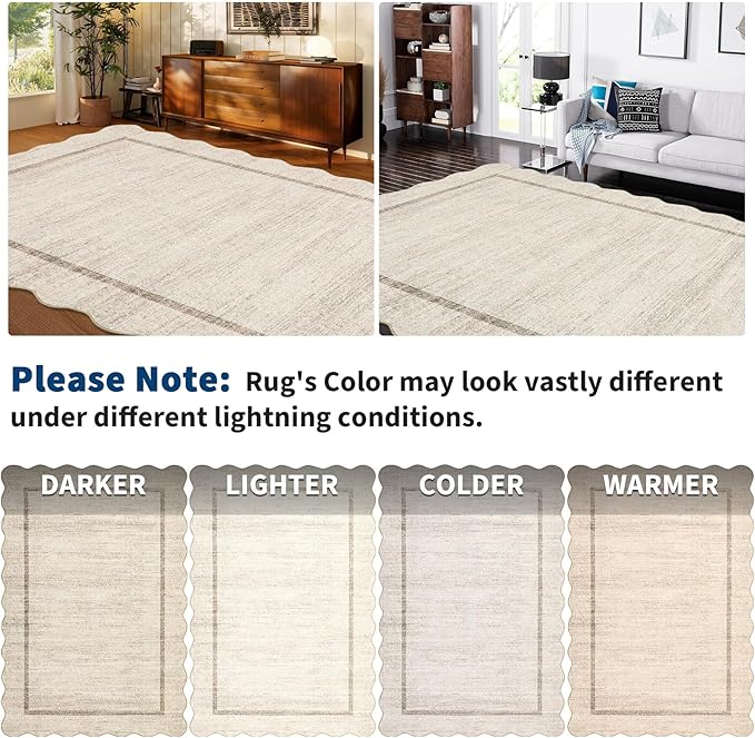 GarveeHome Scalloped Round Washable Rug Soft Modern Round Rugs 5 ft - Image 9
