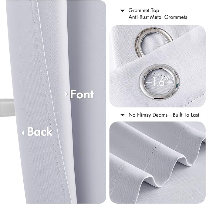 MIULEE Blackout Curtains for Bedroom 2 Panels 40x72 Inch Long Greyish White | - Image 4