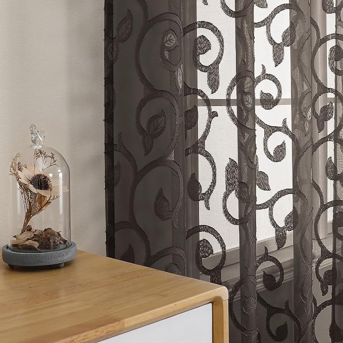 Furman Chocolate Sheer Curtains 63 inch Length - Image 3