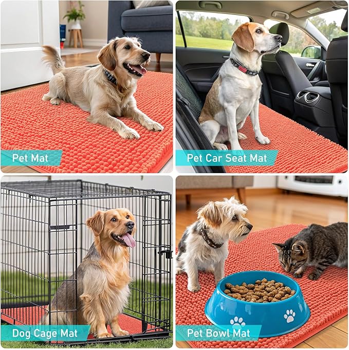 OLANLY Dog Door Mat for Muddy Paws 50x30, Super Absorbent Chenille Mud Mat | - Image 7
