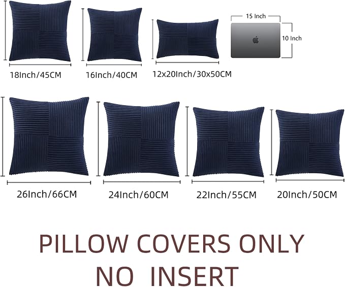 Fancy Homi 2 Packs Navy Blue Decorative Throw Pillow Covers 20x20 Inch - Image 8