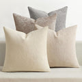 MIULEE Decorative Chenille Pillow Covers Neutral Beige 16x16 Pack of 4 | Modern by MIULEE