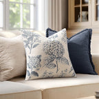 Set of 2 Decorative Floral Pillow Covers 18x18 Inch Light Blue | Neutral - Image 3