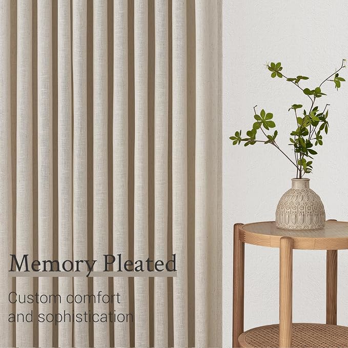 100 Inches Long Oatmeal Colored Pinch Pleat Sheer Curtains - Image 5