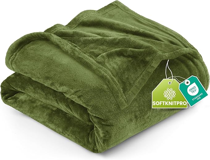 Utopia Bedding Ultra Soft Fleece Bed Blanket Twin Size Olive | Microfiber Plush by UTOPIABEDDING