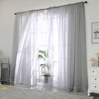 Chyhomenyc Sheer Curtains 84 inches Long 2 Panels, Charcoal Grey | Light - Image 2