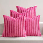 MIULEE Faux Fur Plush Decorative Throw Pillow Covers 20x20, Hot Pink | Set of 4 by MIULEE