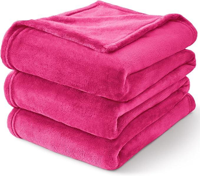 BEDELITE Fleece Blanket Soft Plush Twin Size Blanket Hot Pink 60"x80" | Ultra - Image 9