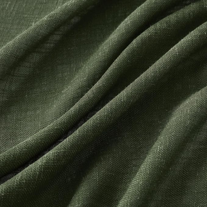 MIULEE Olive Green Linen Curtains 42x84 Inch Length 2 Panels - Image 4