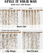 Extra Long Black Vintage Floral Linen Curtains Farmhouse 2 Panels | Elisa Series - Image 6
