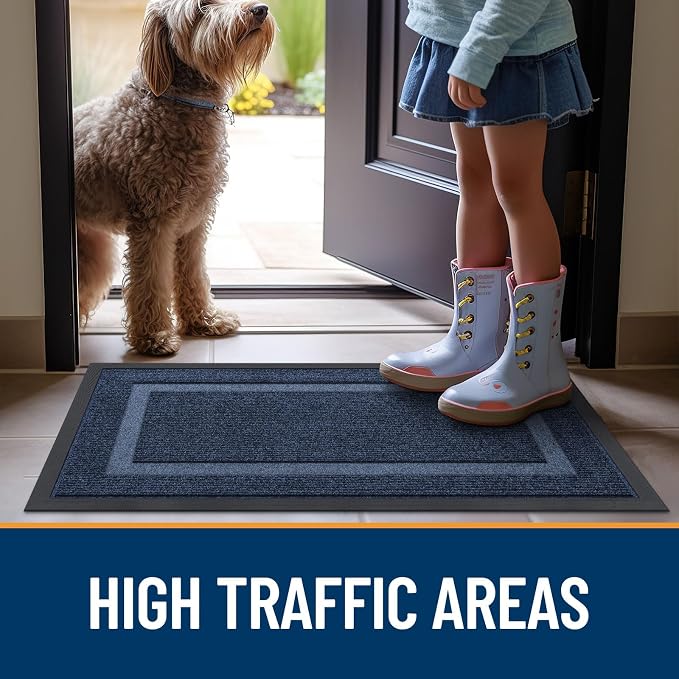 OLANLY Front Door Mat Outside 59x20, All-Season Heavy-Duty Rubber Doormat | Blue - Image 7