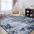 Rugflix 4x6 Area Rugs for Living Room, Washable Navy Blue Dark Rug | Machine - Image 8