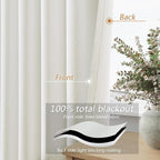 100% Blackout Linen Curtains 112 Inch Long by 52 Inch Wide 2 Panels Set - Image 4