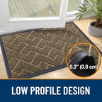 OLANLY Front Door Mat Outside 47x23, All-Season Absorbent Rubber Doormat | Brown - Image 4