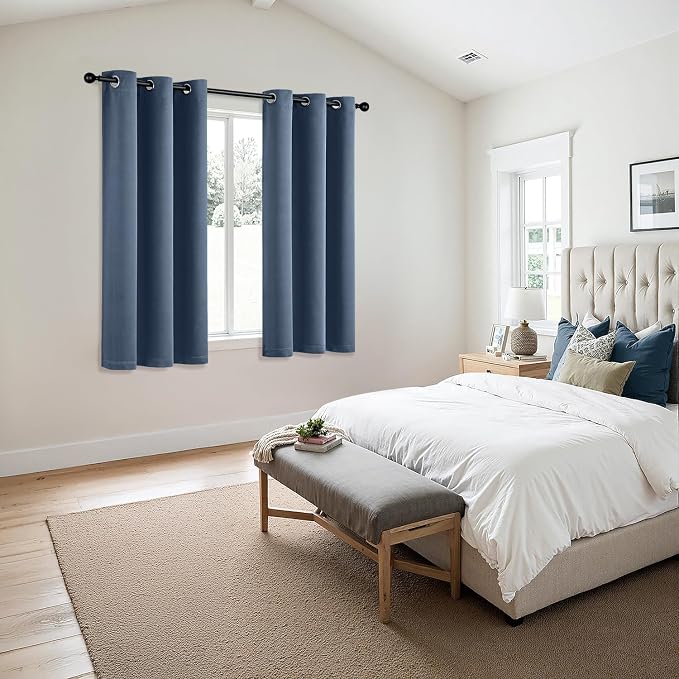 MIULEE Blackout Curtains for Bedroom 2 Panels 29 x 40 Inch Long Stone Blue | - Image 6