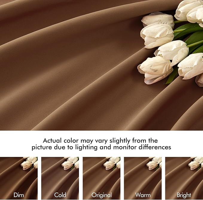 MIULEE Cappuccino Brown Back Tab Blackout Curtains 52"x84" Long 2 Panel Set | - Image 8