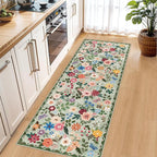 PLHXFR 2x6 Washable Runner Rug：Floral Indoor Kitchen Soft Carpet Green | - Image 6