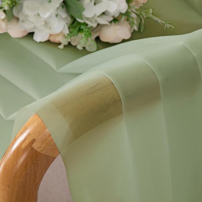 Light Green Sheer Curtains 90 Inches Long 2 Panels - Image 6
