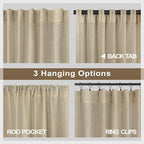 Burlywood Birch Flax Linen Curtains 84 Inch Length 2 Panels - Image 5
