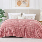 BEDELITE 3D Ribbed Jacquard Pink Blankets Queen Size - Image 5