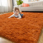 Amdrebio Burnt Orange Fall Shag Plush Area Rug 4x6 by Amdrebio