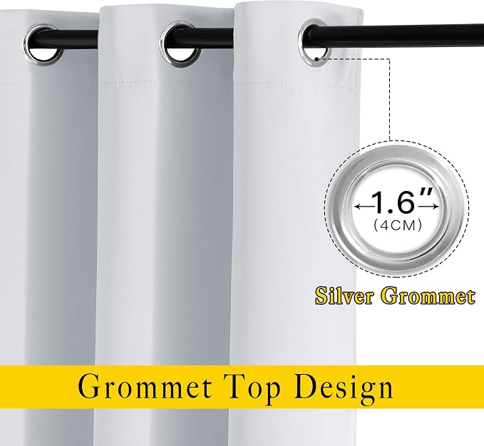 NICETOWN Greyish White Curtains 96 inches Long, Grommet Thermal Insulated - Image 2
