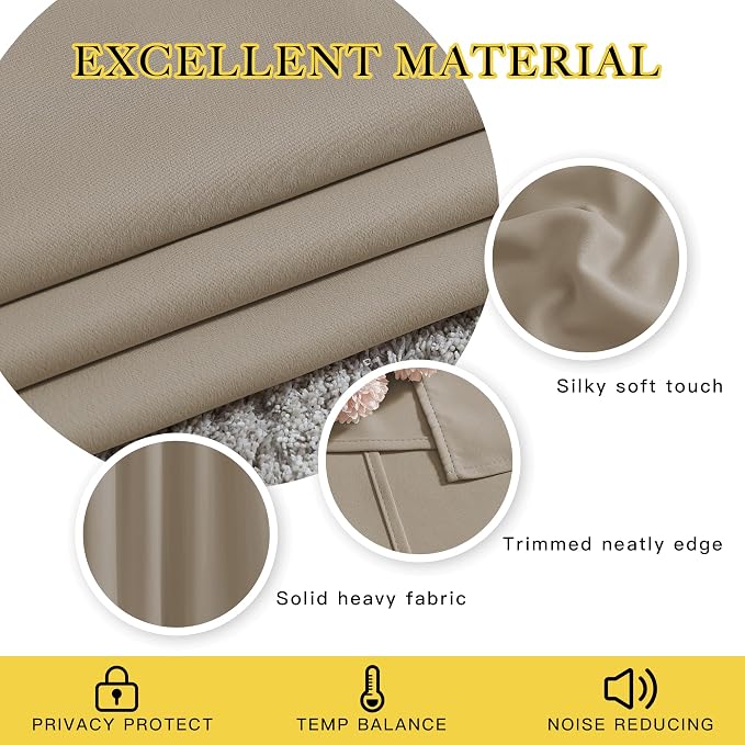 NICETOWN Taupe Blackout Curtains & Drapes - Image 3