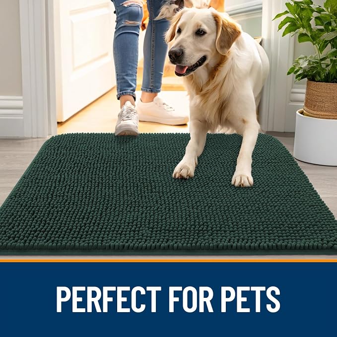 OLANLY Dog Door Mat for Muddy Paws 54x32, Super Absorbent Chenille Mud Mat | - Image 6