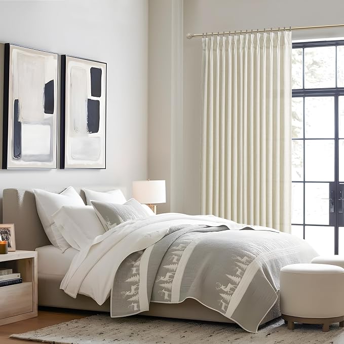PleatedDrapes Cream Linen Farmhouse 120 Inch Curtains - Image 7