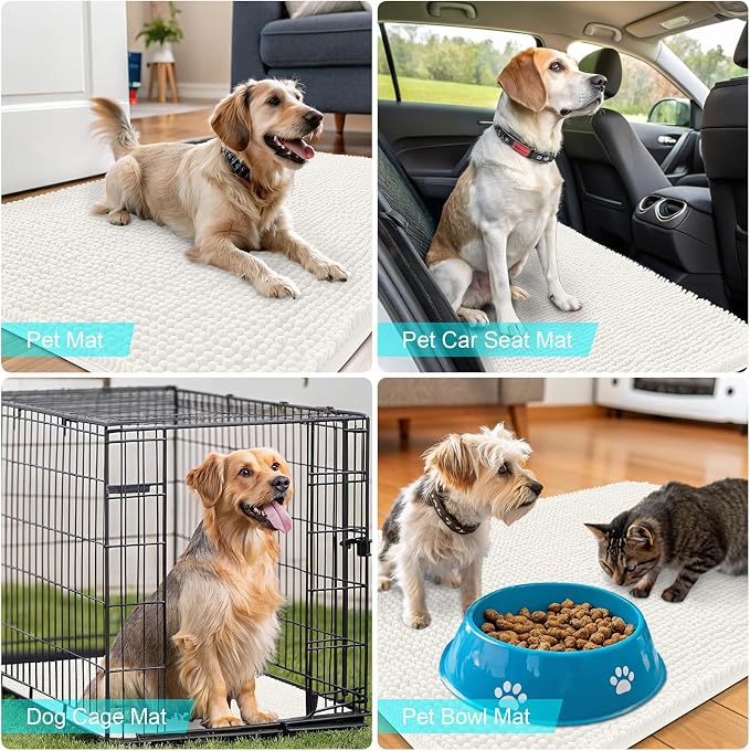OLANLY Dog Door Mat for Muddy Paws 47x32, Super Absorbent Chenille Mud Mat | - Image 7