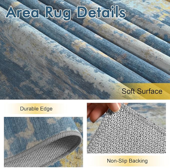 4x6 Ft Area Rugs for Living Room, Soft Non-Slip Washable Rugs Modern Abstract - Image 6