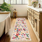 Floral Washable 2x8 Area Rugs Runner Entryway Hallway Pink | Flower Carpet - Image 8