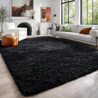 Fluffy Shaggy Black Area Rug 8x10 Feet, Plush Rugs - Image 6