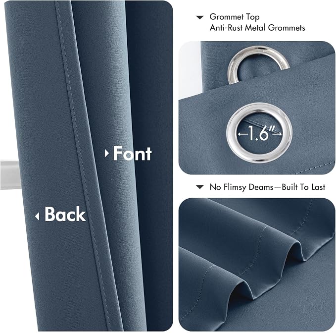 MIULEE Blackout Curtains for Bedroom 2 Panels 40 x 80 Inch Long Stone Blue | - Image 4