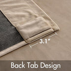 MIULEE Velvet Curtains 52x96 inches 2 Panels Camel Beige Blackout Curtains | - Image 3